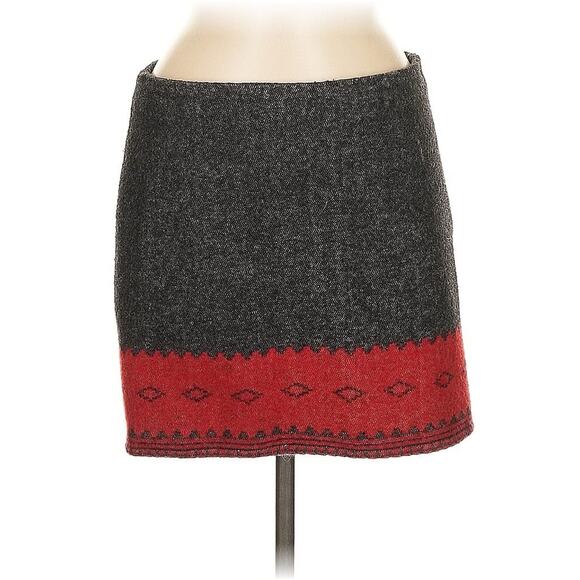 VTG Ralph By Ralph Lauren Red Grey western Wool Blend Mini Skirt M - Picture 1 of 3